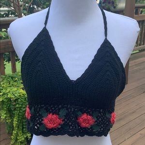 rose crotchet bra top